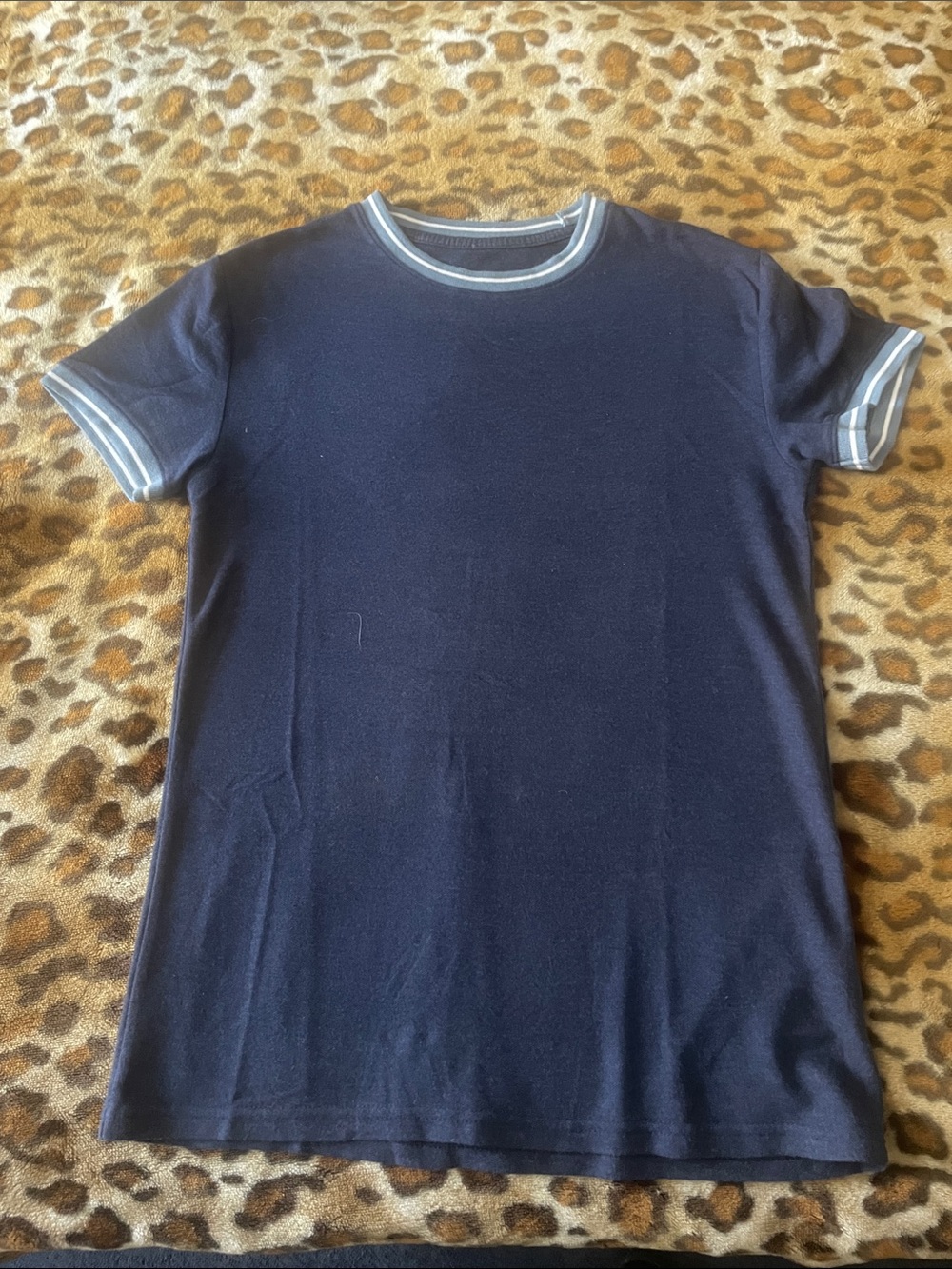 Goodfellow & Co Navy T‑shirt with Light Blue and White Neck Stripe